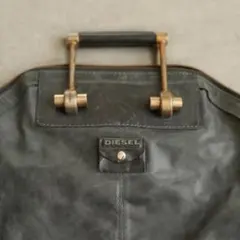 DIESEL ダークグリーン レザー ハンドバッグ