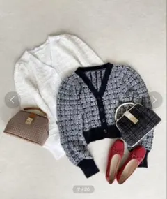 NICECLAUP ツイードニットカーディガン