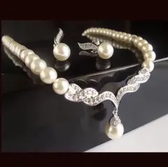 ウェディング　発表会　パールネックレス ピアス　2点セット