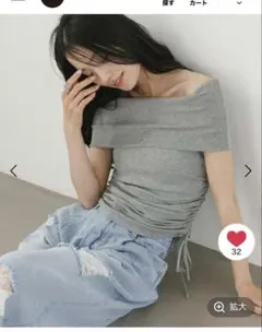 黒　サイドドロストカットTEE オフショルダー オフショルトップス　タグ付き