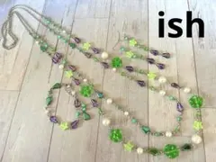 【A240】ishミントグリーンハウライト・フラワーネックレス＆ブレス＆ピアス