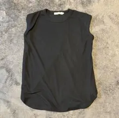 Samansa Mos2 blue ブラックノースリーブ M