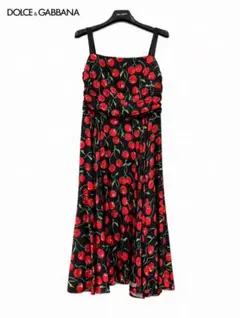 ＋DOLCE&GABBANA チェリー　ワンピース ドレス　スクエアネック　美品 ＋DOLCE&GABBANA チェリー ワンピース ドレス スクエアネック 美品
