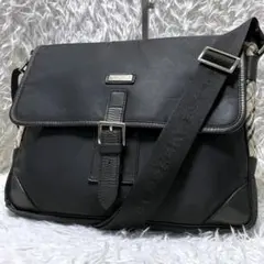 バーバリーブラックレーベル ナイロン ショルダーバッグ ノバチェック ロゴ