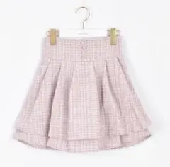 evelynツイードダブルフレアスカートピンク