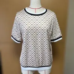 幾何学模様 半袖Tシャツ ベージュ