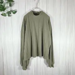 SHEIN【L】ニット エラスタンニット そでバルーン 伸縮性 グリーン