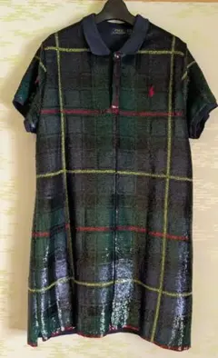 総スパンコールの☆ポロ衿ドレス