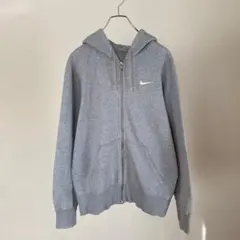 【入手困難】NIKE ジップパーカー 刺繍ロゴ y2k フルジップ グレー S