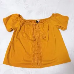 H&M オフショルダー トップス オレンジ