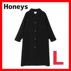 【honeys】ロングステンカラーコート L ブラック