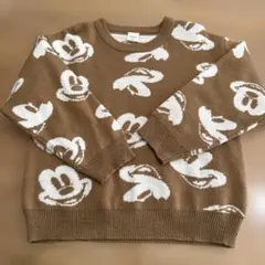 Disney ミッキーマウス柄 セーター 110＊キャラメル総柄