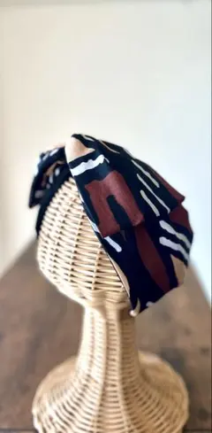 アフリカン柄×コーデュロイ 裏表どっちも主役☆ ワイヤーターバン ワイヤー入り