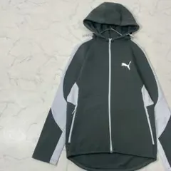 PUMA 切替 異素材 ロゴ プリント ポケット フルジップ ジャンパー M