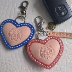 カラーレザーコラボ　ぷっくりハートキーホルダー