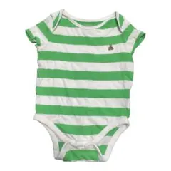 baby GAP 緑と白のストライプロンパース 12-18ヶ月