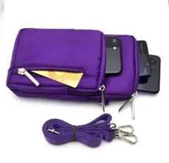 ダークパープル スマホショルダーバッグ 収納 ポシェット 撥水加工