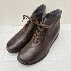 【極美品】アシックス ペダラ サイドジップブーツ レースアップ ブラウン レザー