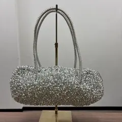 アンテプリマ風　シルバーキラキラビーズパーティパック❤️ アンテプリマ風 キラキラ ビーズ ワイヤーバッグ ショルダー シルバー