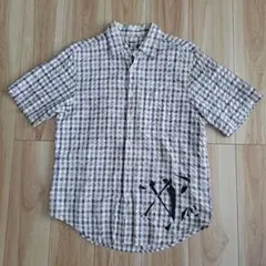 美品　X-LARGE 　半袖チェックシャツ 　ベージュ　M　ワッフルのサムネイル