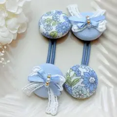 267✾︎ ハンドメイド　ヘアゴム2個セット　22㎜くるみボタン