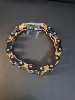 BBG 01 バイクチェーンブレスレット ブラック＆ゴールド ギフトボックス付き