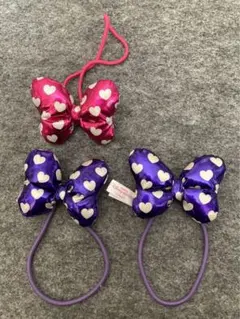 ディズニー ヘアゴム リボン ピンク 紫　ミニー スクバ　ハート　まとめ売り