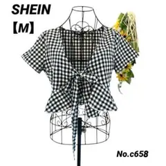 シーン　SHEIN ボーホー ラッフルヘム ギンガム レディーストップス　Mのサムネイル