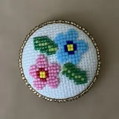 くるみボタン☆ブローチ/ヘアゴム☆花B