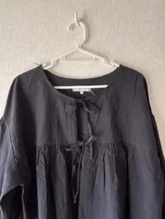 新品♥︎フロント リボン ブラウス 黒 L 長袖 ☘️レース カーデ 可愛い はおり