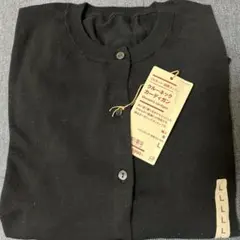 新品　無印良品UVカット　強撚コットン　クルーネックカーディガン　Lサイズ　黒