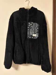 ブラックフリースジャケット フード付き