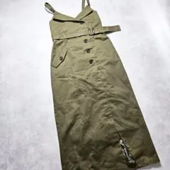 h936H アンレリッシュ　トレンチジャンパースカート ロング M カーキ