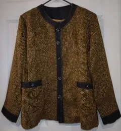 ✄元仕立て屋デザイン ノーカラージャケット　昭和レトロ【XL 】