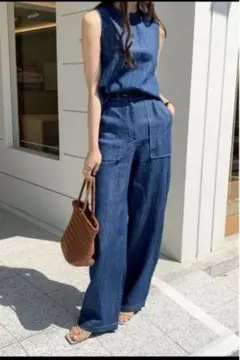 [バースデーバッシュ] デニムパンツ ワイドパンツ ワイドデニムパンツ リネンMのサムネイル