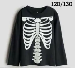 ☆新品☆H&M ハロウィン♡スケルトン　長袖Ｔシャツ　120/130 ②