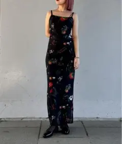 jiasecond. ボタニカルプリントキャミソールロングワンピース