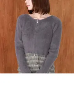 archives　ダブルジップ　グレークロップドニット　М