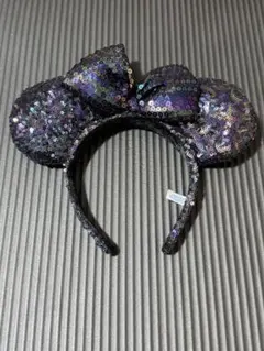 ミニー カチューシャ ブラック パープル スパンコール ディズニー