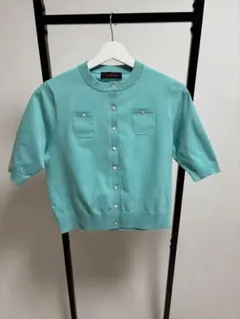 【美品】CABaN ファインポリエステル ハーフスリーブポケットカーディガン