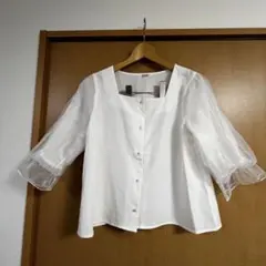 INGNI ホワイト フレア袖 ブラウス 五分丈