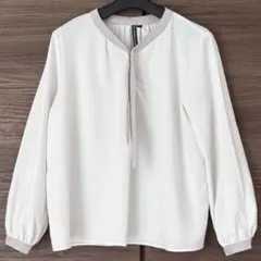 しまむら　バイカラーボウタイシフォンブラウス　通勤コーデ　スーツのインナー