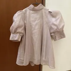 INGNI リボン付きピンクベージュパフスリーブシャツ