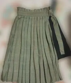 バラク チェックスカート アシメ カーキ グリーン