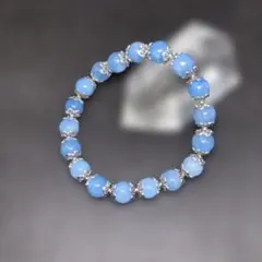 【限定】天然石パワーストーン　アクアマリンブレスレット　8㎜ シルバーフラワー