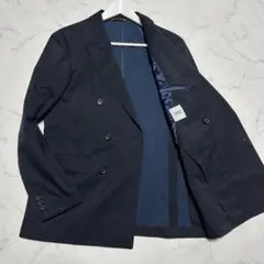 未使用級美品　タケオキクチ　ダブルテーラードジャケット　ネイビー　ウォッシャブル