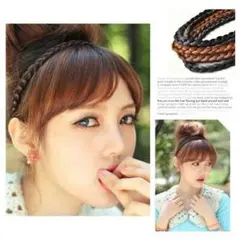 三つ編みカチューシャ(ฅ'ω'ฅ)　黒