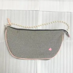 サマンサタバサ　千鳥格子ショルダーバッグ　アクセサリーポーチ　パール