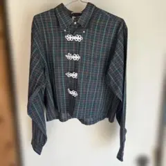 チェックシャツ リメイク古着 チャイナデザイン