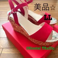 オリエンタルトラフィック　花柄ウェッジソール レッド　【箱無し発送100円引き】のサムネイル